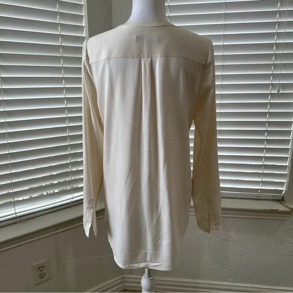 CLASSIQUES ENTIER Ivory Silk Long Sleeve Blouse Popover Tunic Top Cream … - Picture 5 of 13